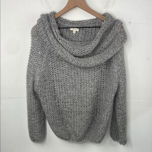 Debut Chunky knit cowl neck gray relaxed fit sweater size Small